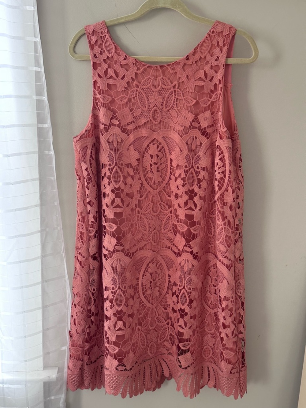 Lace Overlay Sleeveless Dress in Dusty Rose